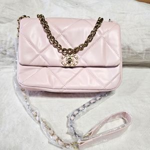 Pink Two tone chain crossbody Bag